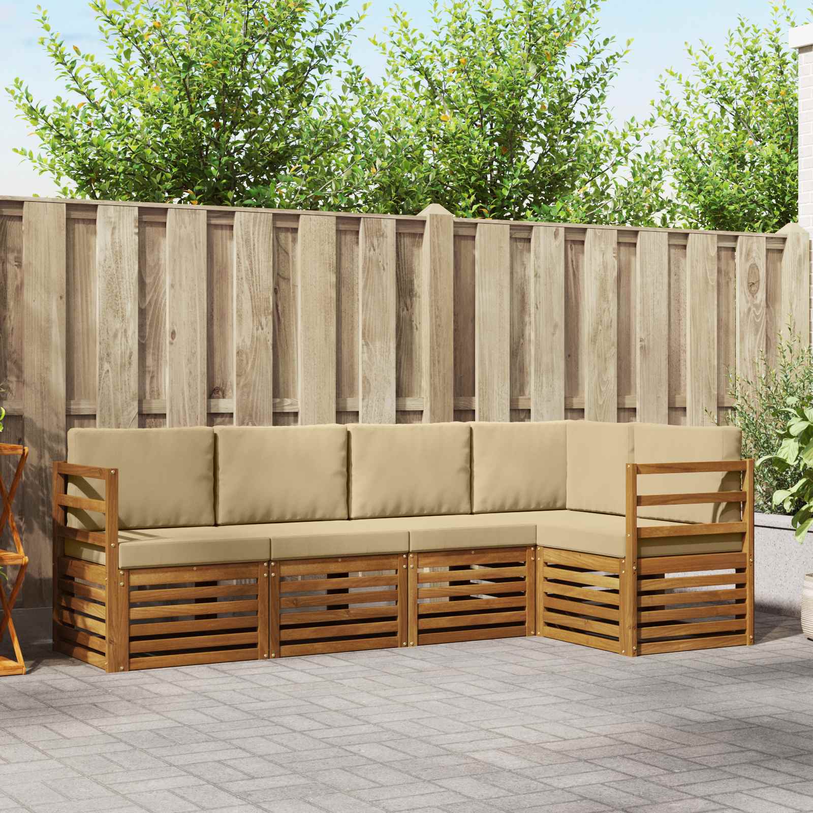 Ecksofa Set Akazie Massivholz mit Kissen