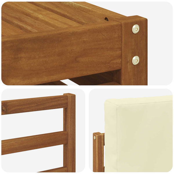Ecksofa Set Akazie Massivholz mit Kissen
