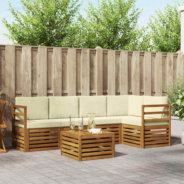 Ecksofa Set Akazie Massivholz mit Kissen