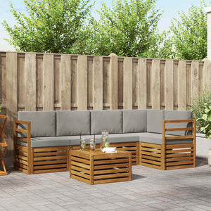 Ecksofa Set 6-teilig Akazie Hellgrau