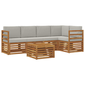 Ecksofa Set 6-teilig Akazie Hellgrau