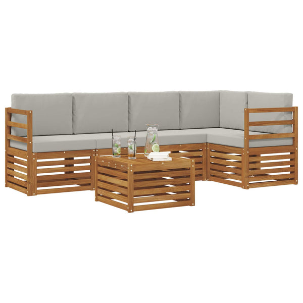 Ecksofa Set 6-teilig Akazie Hellgrau