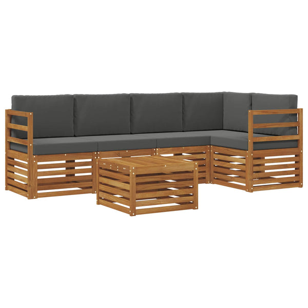 Ecksofa Set 6-teilig Akazie Natur Anthrazit