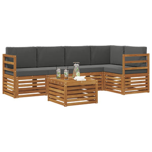 Ecksofa Set 6-teilig Akazie Natur Anthrazit