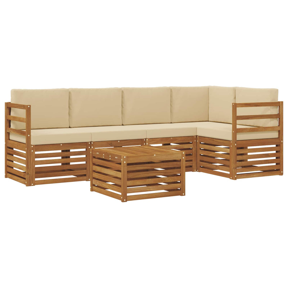 Ecksofa Set Akazie mit Kissen, 6-teilig