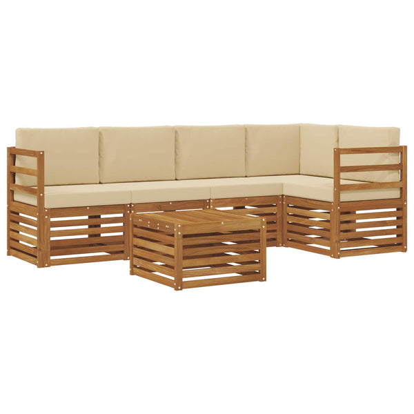 Ecksofa Set Akazie mit Kissen, 6-teilig