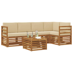 Ecksofa Set Akazie mit Kissen, 6-teilig