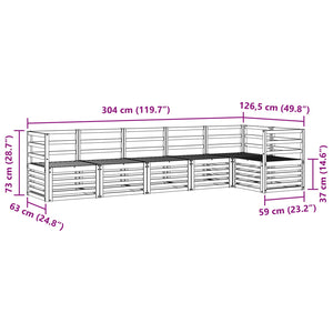 Ecksofa Set 6-teilig Akazie Massivholz