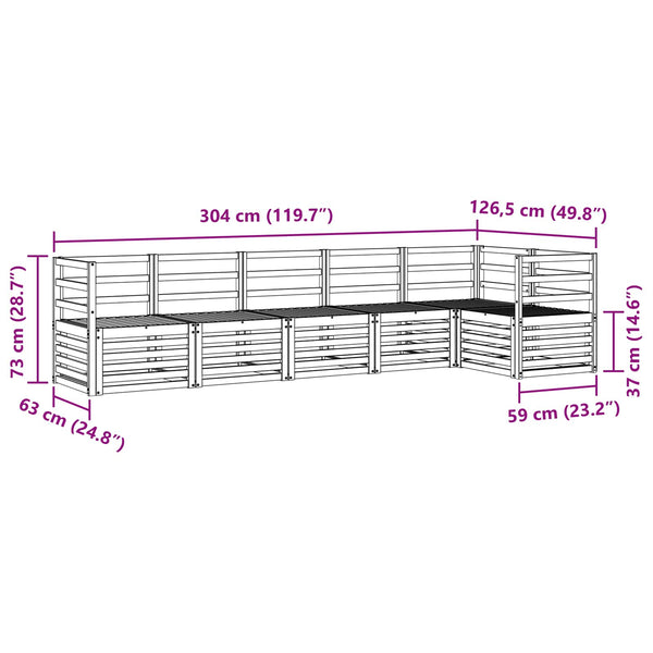 Ecksofa Set 6-teilig Akazie Massivholz