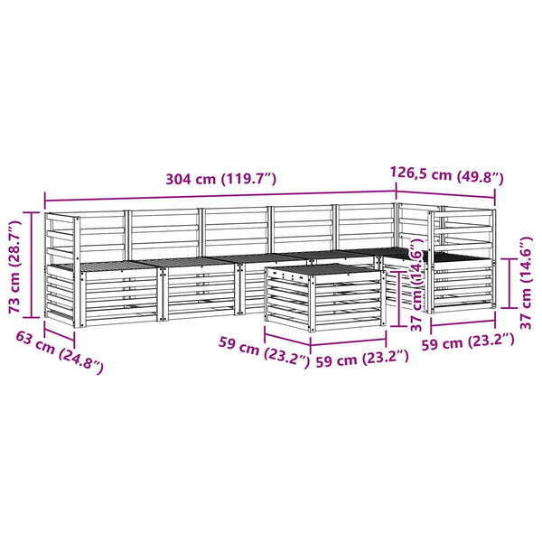 Akazie Ecksofa Set 7-teilig