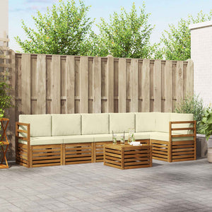 Ecksofa Set Akazie mit Kissen, 7-teilig