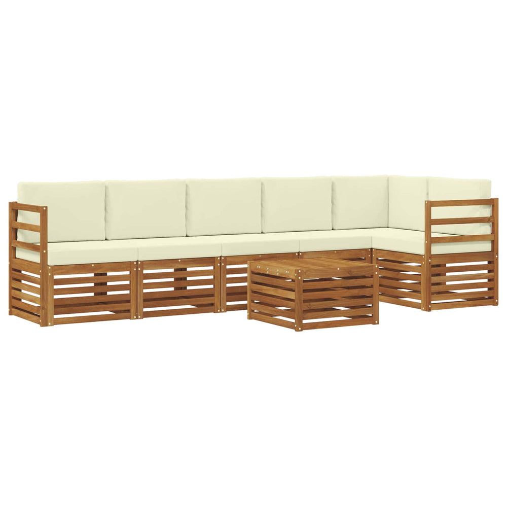 Ecksofa Set Akazie mit Kissen, 7-teilig