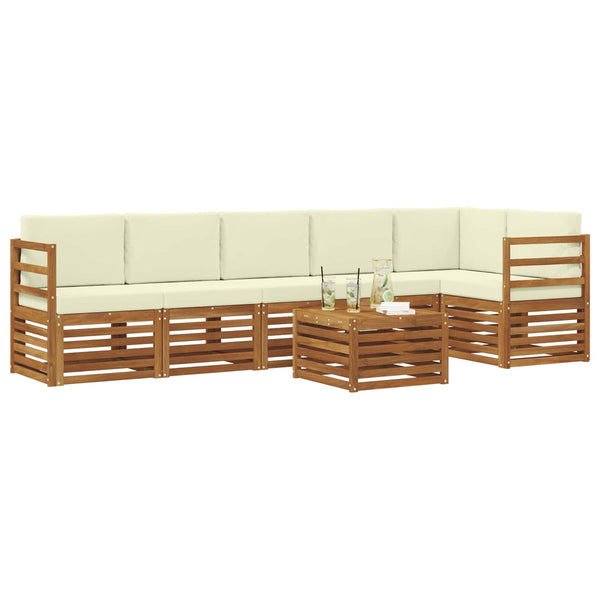 Ecksofa Set Akazie mit Kissen, 7-teilig