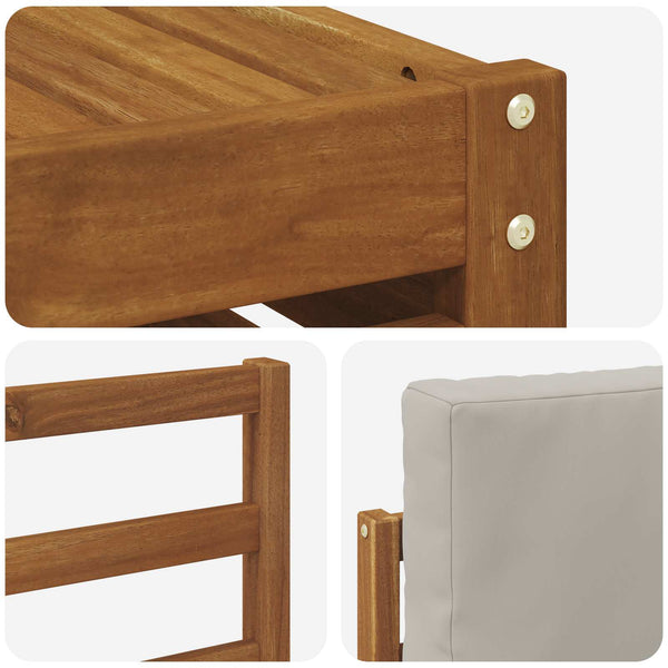 Ecksofa Set Akazie Massivholz 7-teilig