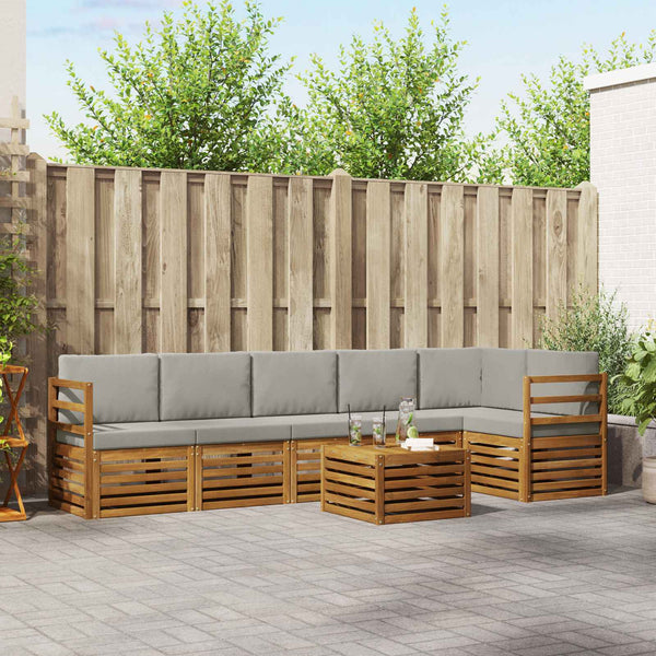 Ecksofa Set Akazie Massivholz 7-teilig
