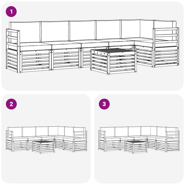 Ecksofa Set Akazie Massivholz 7-teilig