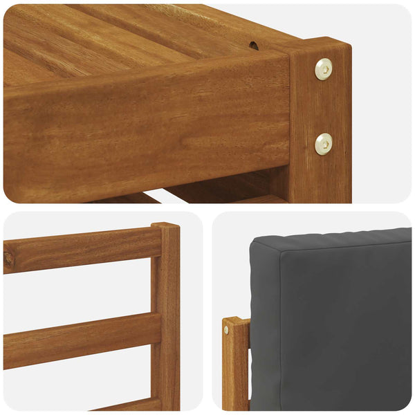 Akazienholz Ecksofa Set Natur/Anthrazit 7-teilig