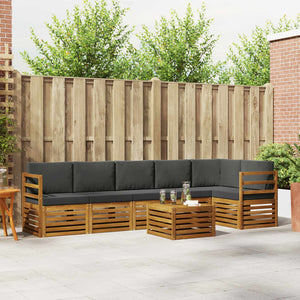 Akazienholz Ecksofa Set Natur/Anthrazit 7-teilig