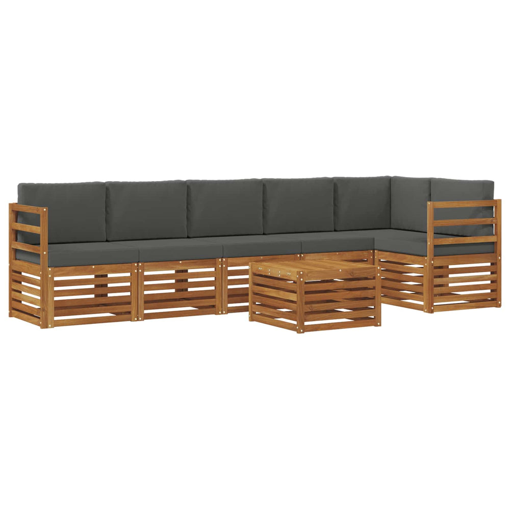 Akazienholz Ecksofa Set Natur/Anthrazit 7-teilig