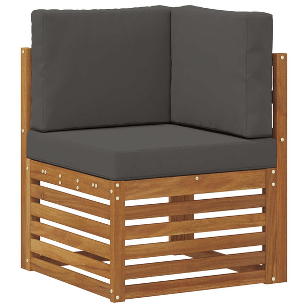 Akazienholz Ecksofa Set Natur/Anthrazit 7-teilig