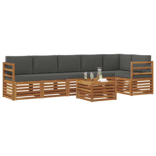 Akazienholz Ecksofa Set Natur/Anthrazit 7-teilig