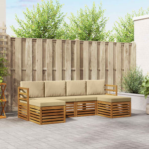 6-teilige Sofagarnitur Akazie Natur Beige