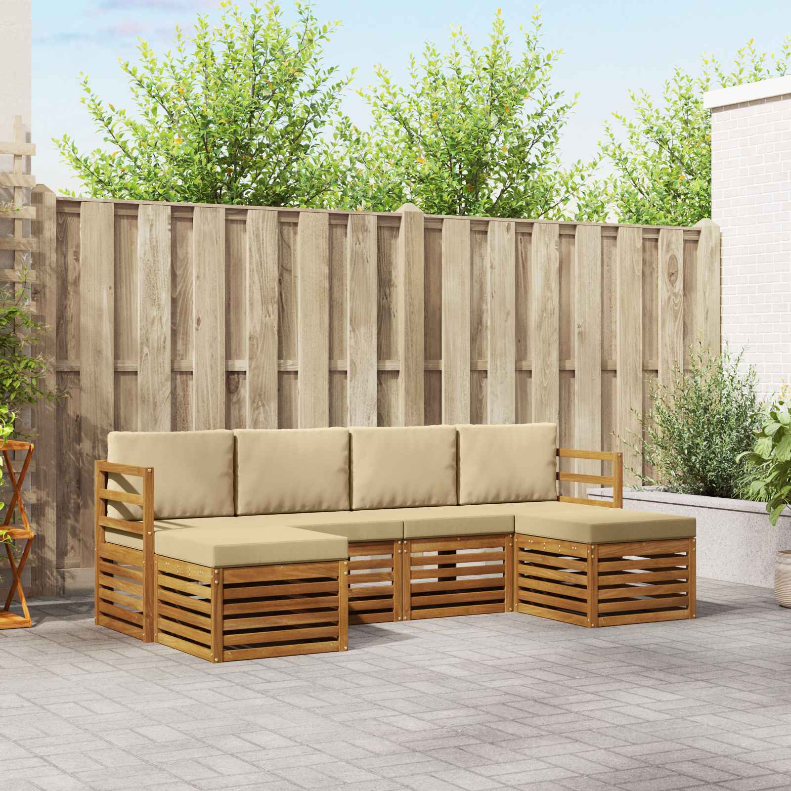 6-teilige Sofagarnitur Akazie Natur Beige