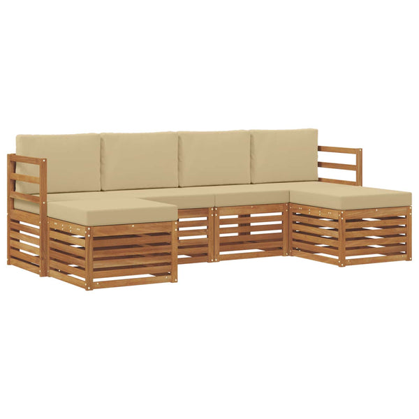 6-teilige Sofagarnitur Akazie Natur Beige