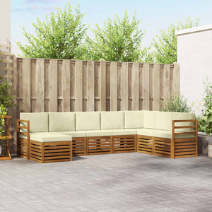 Ecksofa Set Akazie mit Kissen, 8-teilig