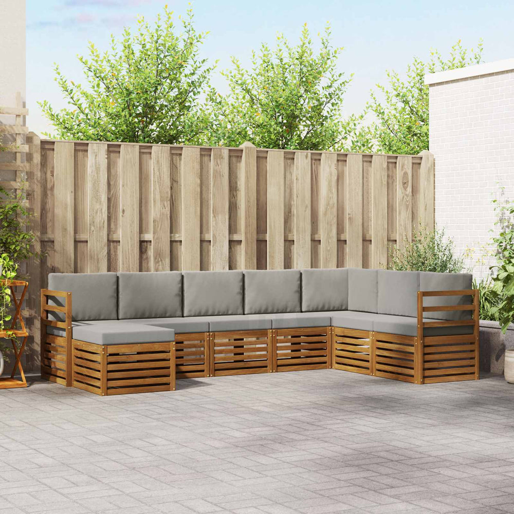Ecksofa Set 8-teilig Akazie Hellgrau