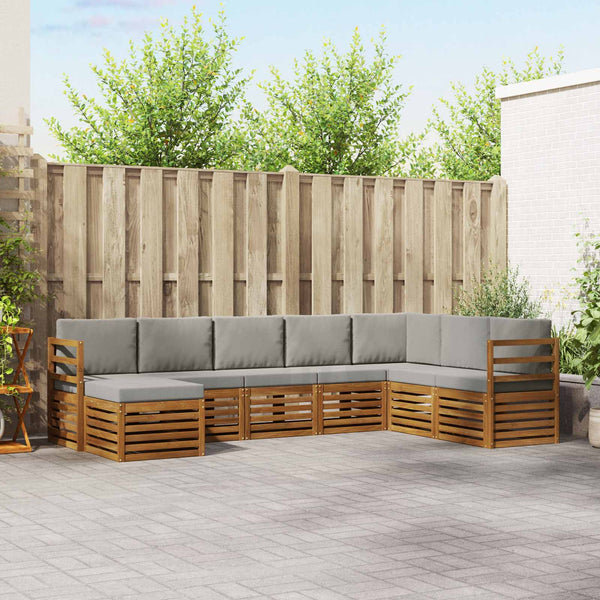 Ecksofa Set 8-teilig Akazie Hellgrau