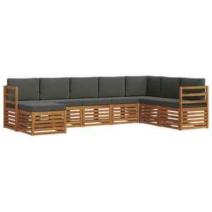 Ecksofa Set Akazie Natur Anthrazit 8-teilig