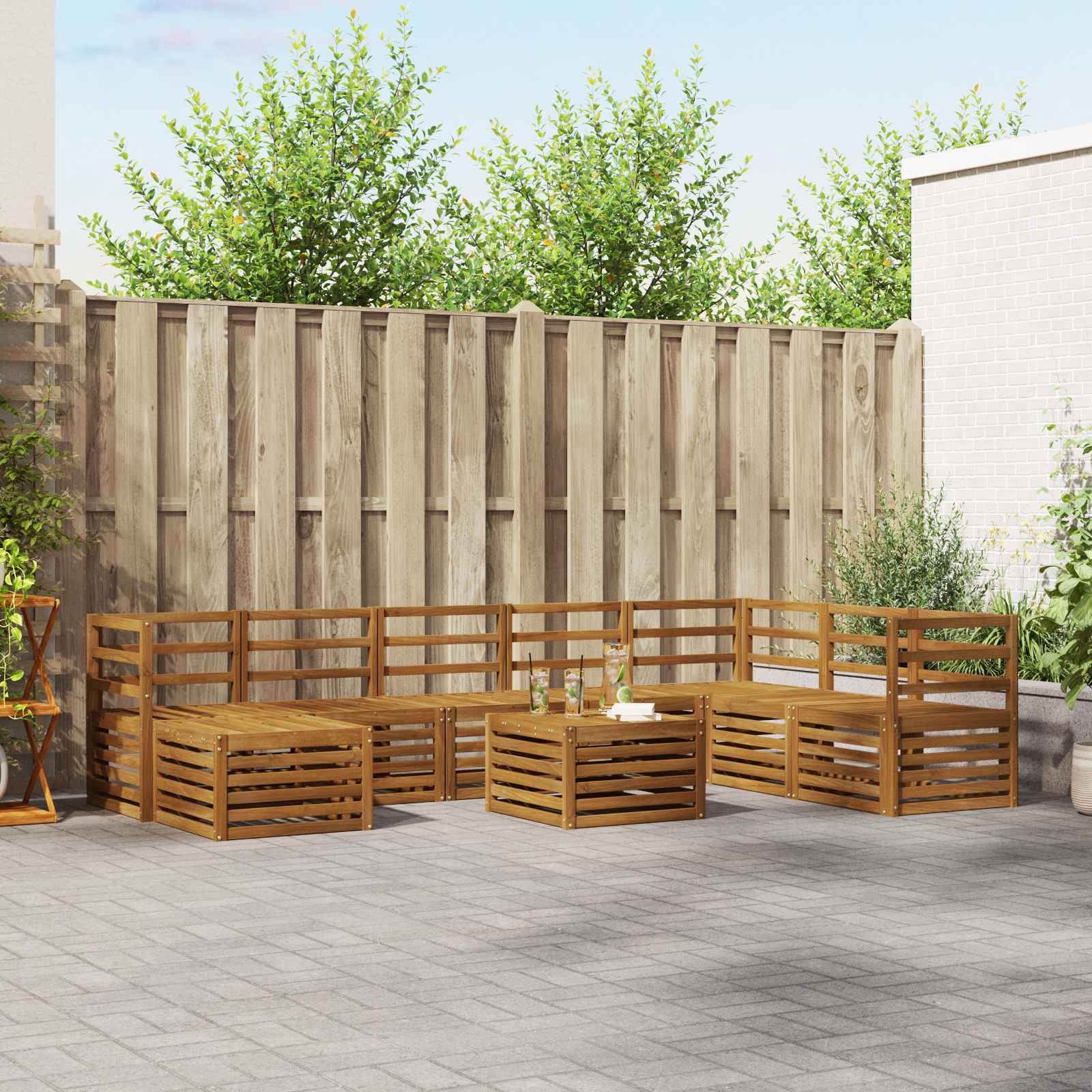 Ecksofa Set 9-teilig Akazie Massivholz