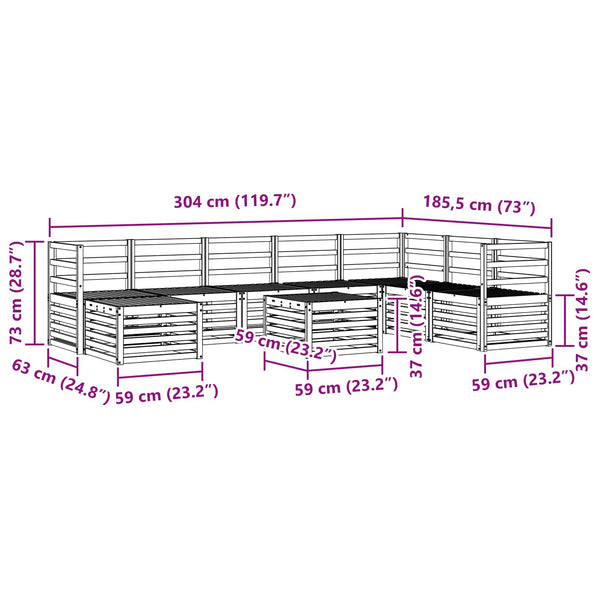 Ecksofa Set 9-teilig Akazie Massivholz