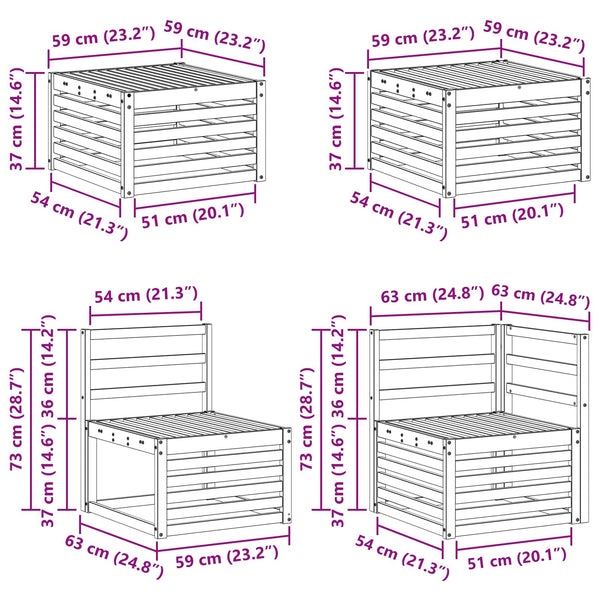 Ecksofa Set 9-teilig Akazie Massivholz