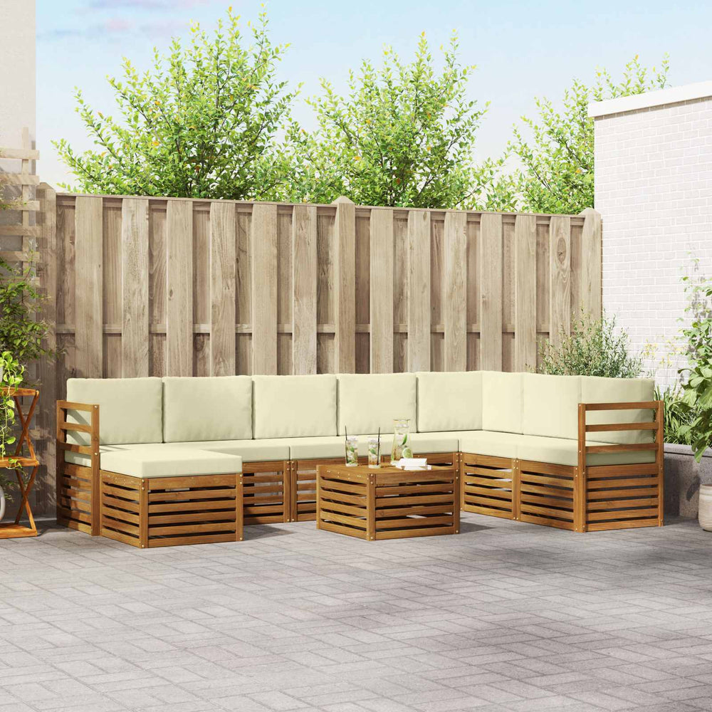 Ecksofa Set Akazie mit Kissen, 9-teilig