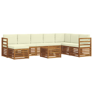 vidaXL Salon d'angle avec coussins 9 pcs Nature et crème Bois d'acacia massif