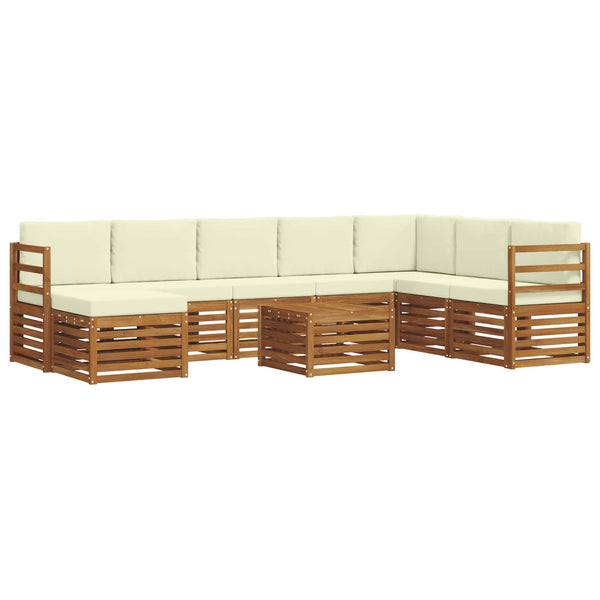 vidaXL Salon d'angle avec coussins 9 pcs Nature et crème Bois d'acacia massif