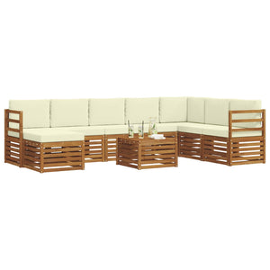 vidaXL Salon d'angle avec coussins 9 pcs Nature et crème Bois d'acacia massif