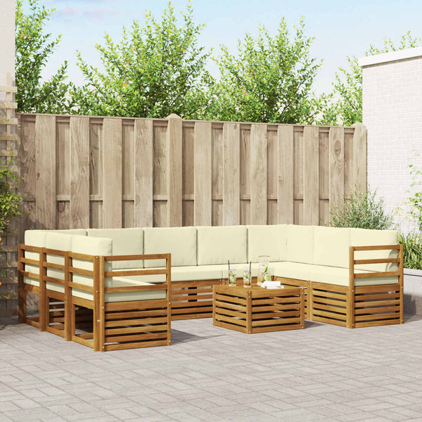 vidaXL Salons de jardin 10 pcs Naturel et crème Bois d'acacia massif