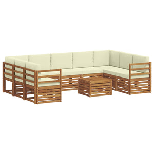 vidaXL Salons de jardin 10 pcs Naturel et crème Bois d'acacia massif