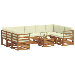 vidaXL Salons de jardin 10 pcs Naturel et crème Bois d'acacia massif