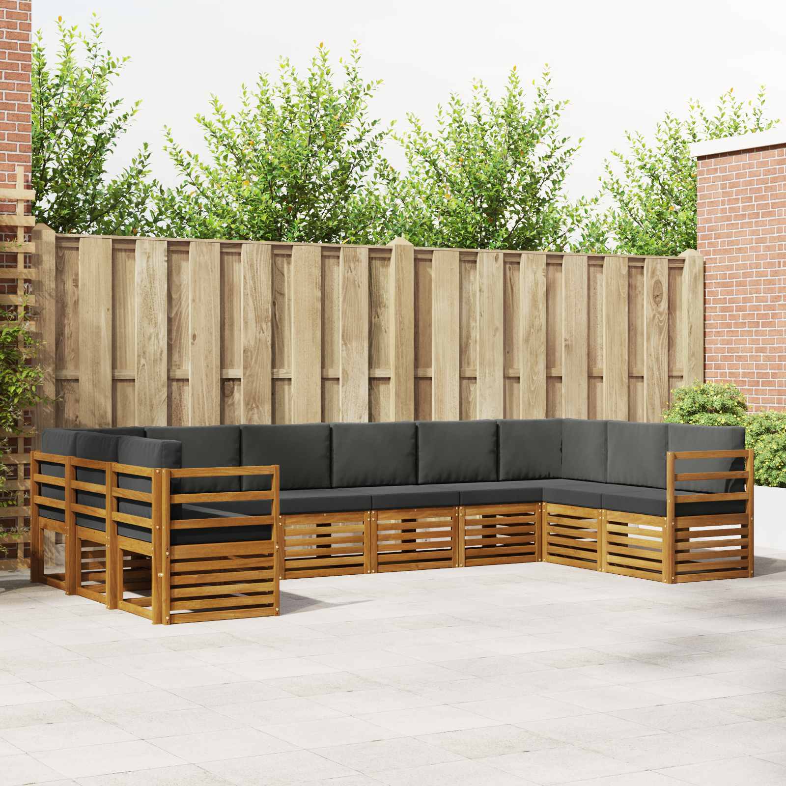 Ecksofa Set Akazie Massivholz 10-teilig