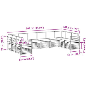 Ecksofa Set Akazie Massivholz mit Kissen