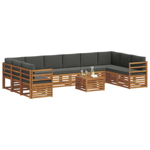 Ecksofa Set 11-teilig Akazie Natur Anthrazit
