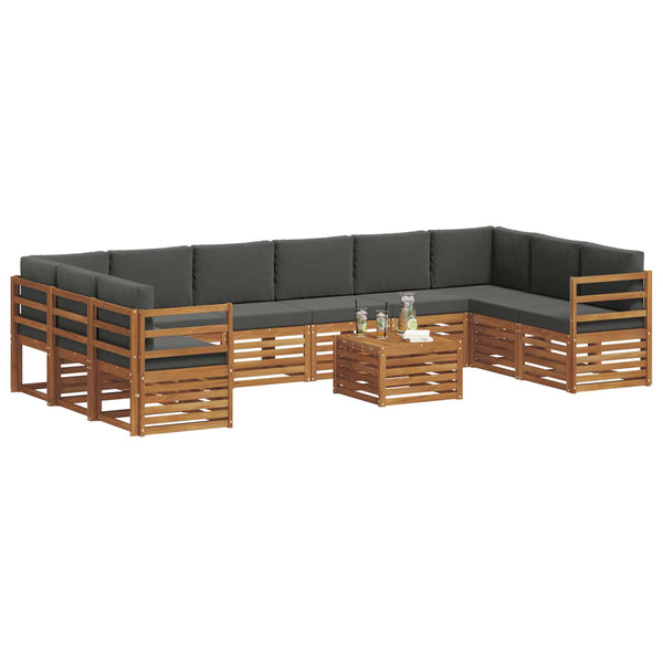 Ecksofa Set 11-teilig Akazie Natur Anthrazit