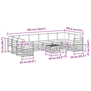 Ecksofa Set 11-teilig Akazie Natur Anthrazit
