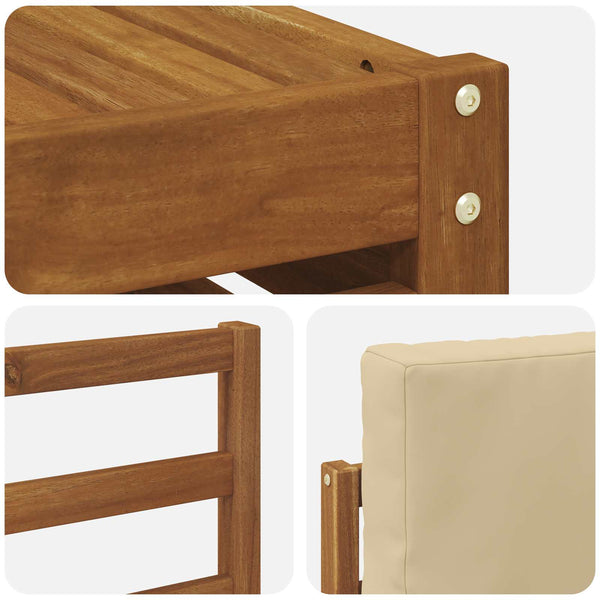 Ecksofa Set Akazie Massivholz mit Kissen