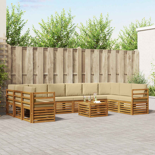 Ecksofa Set Akazie Massivholz mit Kissen