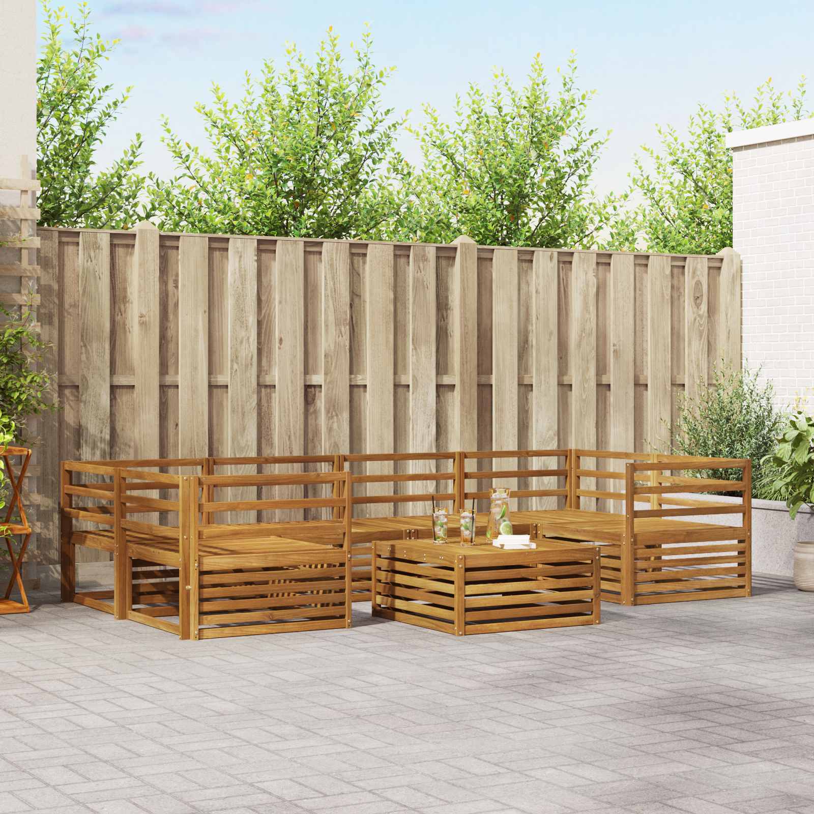 7-teilige Outdoor Sofagarnitur Natur